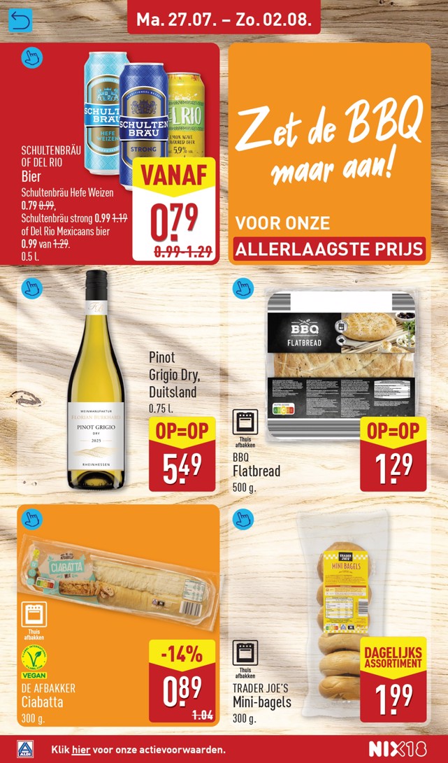 BBQ Flatbread, gemarkeerd op pagina 24 van de Aldi folder