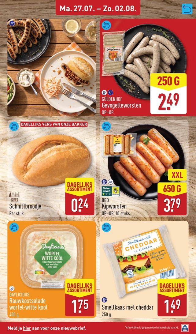 BBQ Kipworsten, gemarkeerd op pagina 25 van de Aldi folder