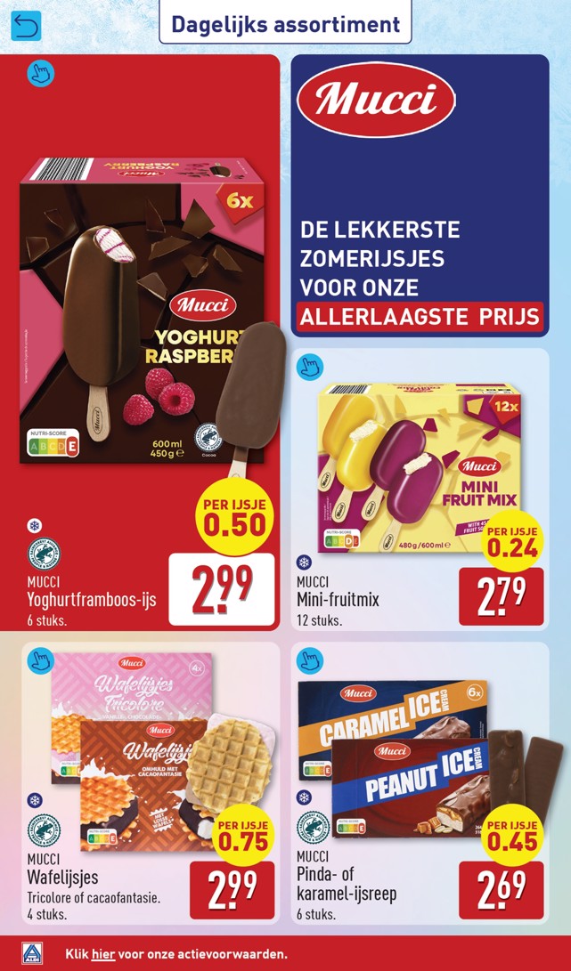 Mucci Mini-fruitmix, gemarkeerd op pagina 30 van de Aldi folder