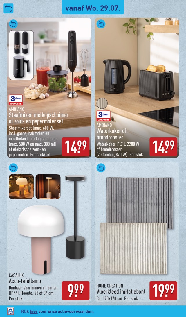 Waterkoker of broodrooster, gemarkeerd op pagina 38 van de Aldi folder