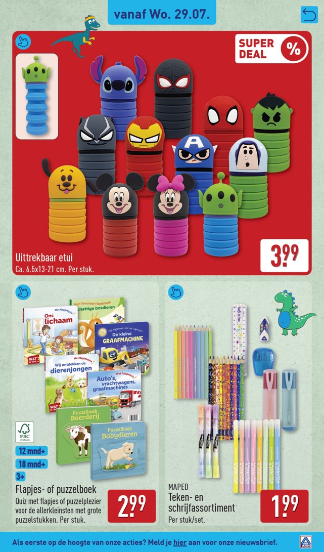 Uittrekbaar etui, gemarkeerd op pagina 41 van de Aldi folder