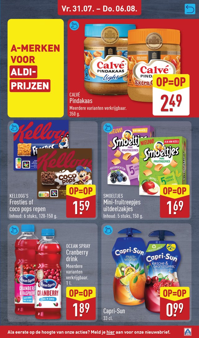 Fruitdrank, gemarkeerd op pagina 47 van de Aldi folder