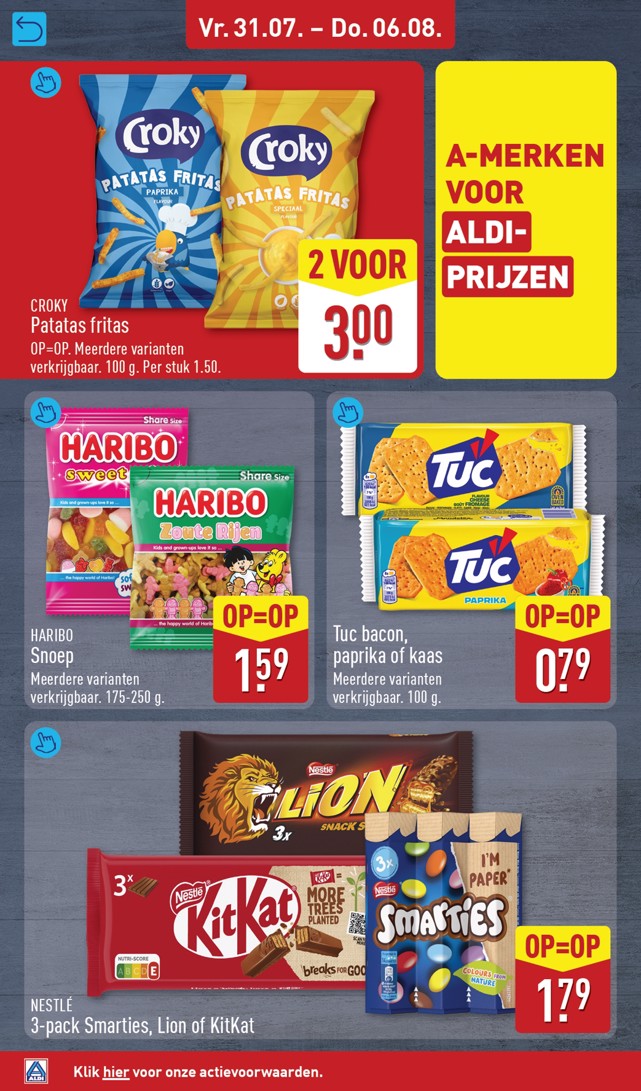 Haribo Snoep, gemarkeerd op pagina 48 van de Aldi folder