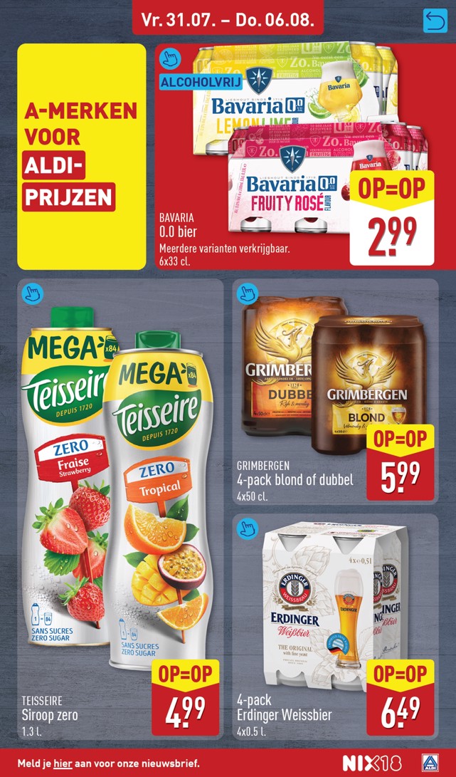 Erdinger Weissbier 4-pack, gemarkeerd op pagina 49 van de Aldi folder