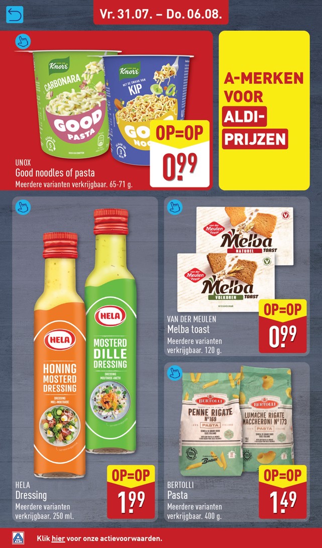 Hela Dressing, gemarkeerd op pagina 50 van de Aldi folder