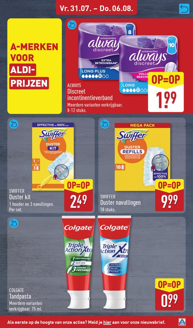 Swiffer Duster kit, gemarkeerd op pagina 51 van de Aldi folder