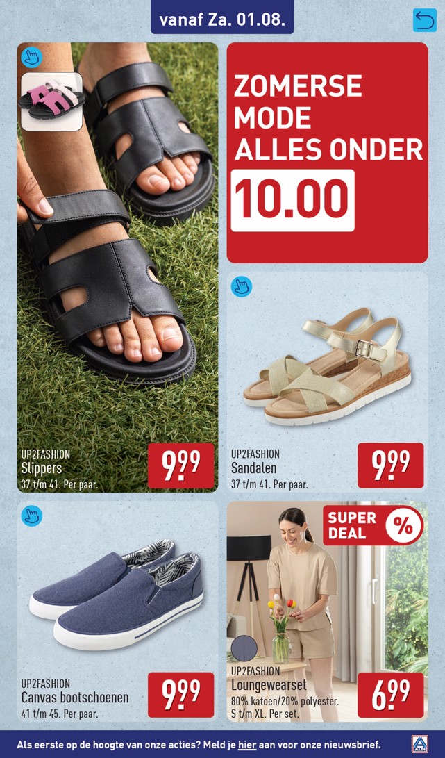 Slippers, gemarkeerd op pagina 53 van de Aldi folder