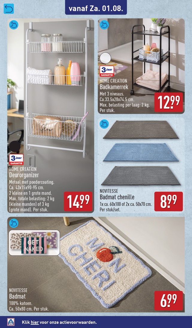 NOVITESSE Badmat, gemarkeerd op pagina 58 van de Aldi folder