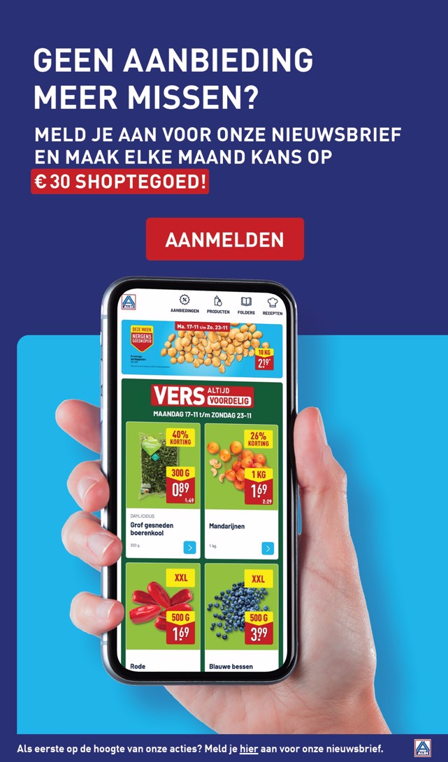 Mandarijnen, gemarkeerd op pagina 60 van de Aldi folder