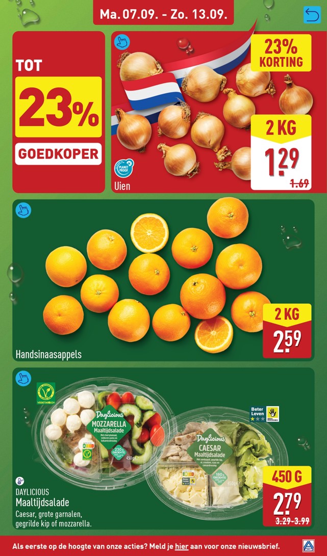 Uien, gemarkeerd op pagina 5 van de Aldi folder
