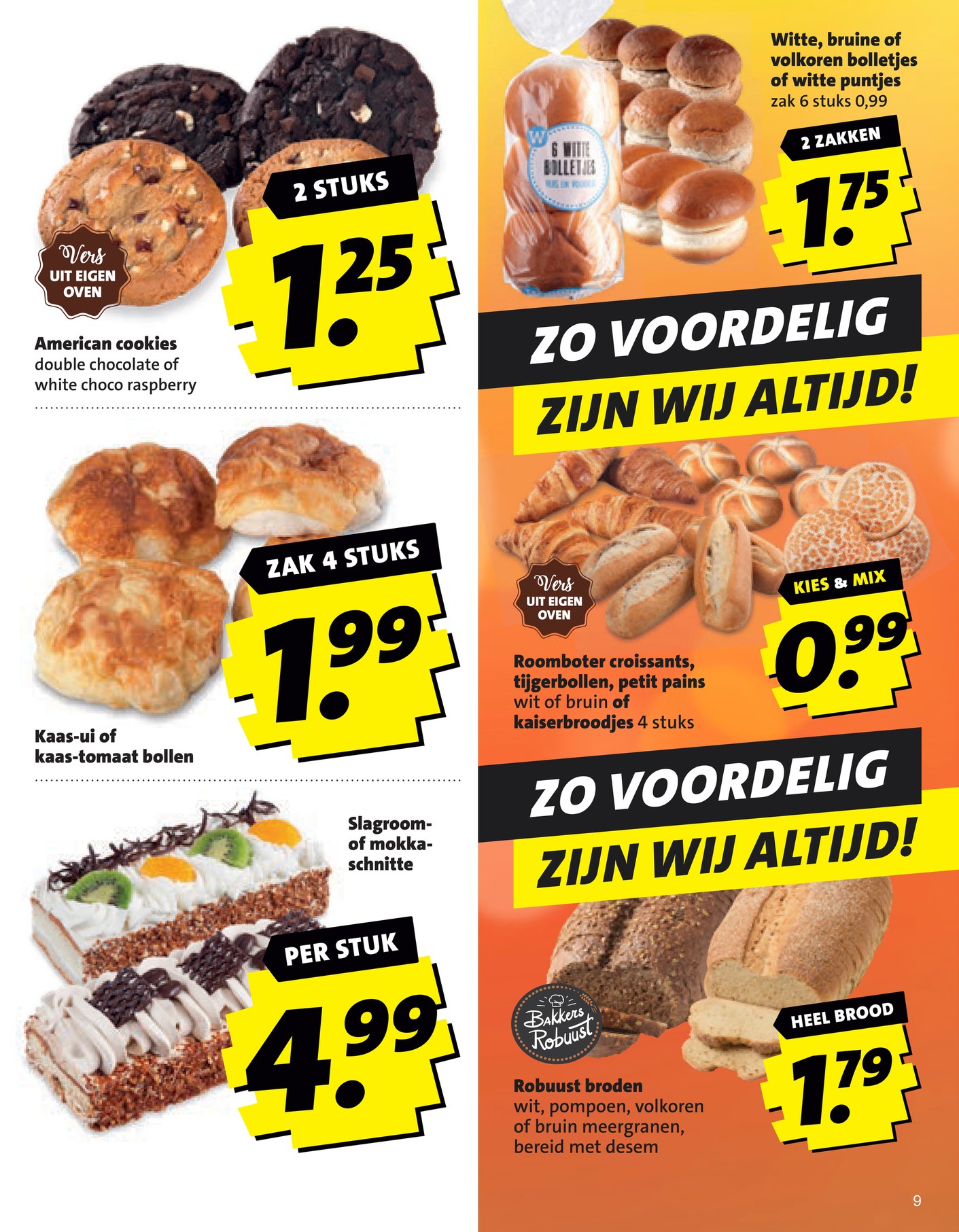 Kaas-ui of kaas-tomaat bollen, gemarkeerd op pagina 9 van de Boni folder