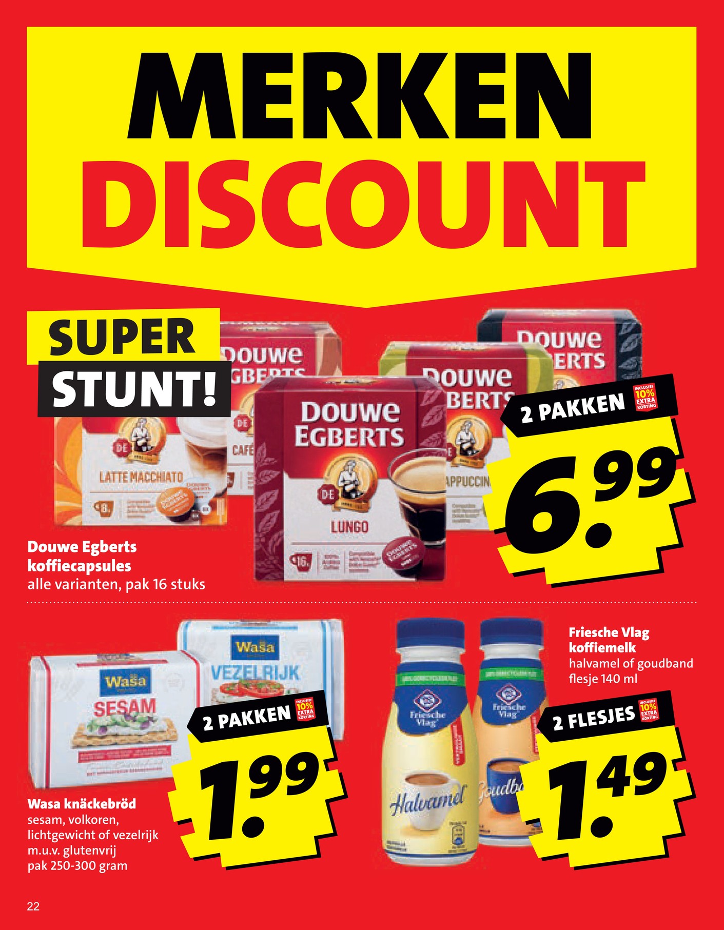 Wasa knäckebröd, gemarkeerd op pagina 22 van de Boni folder