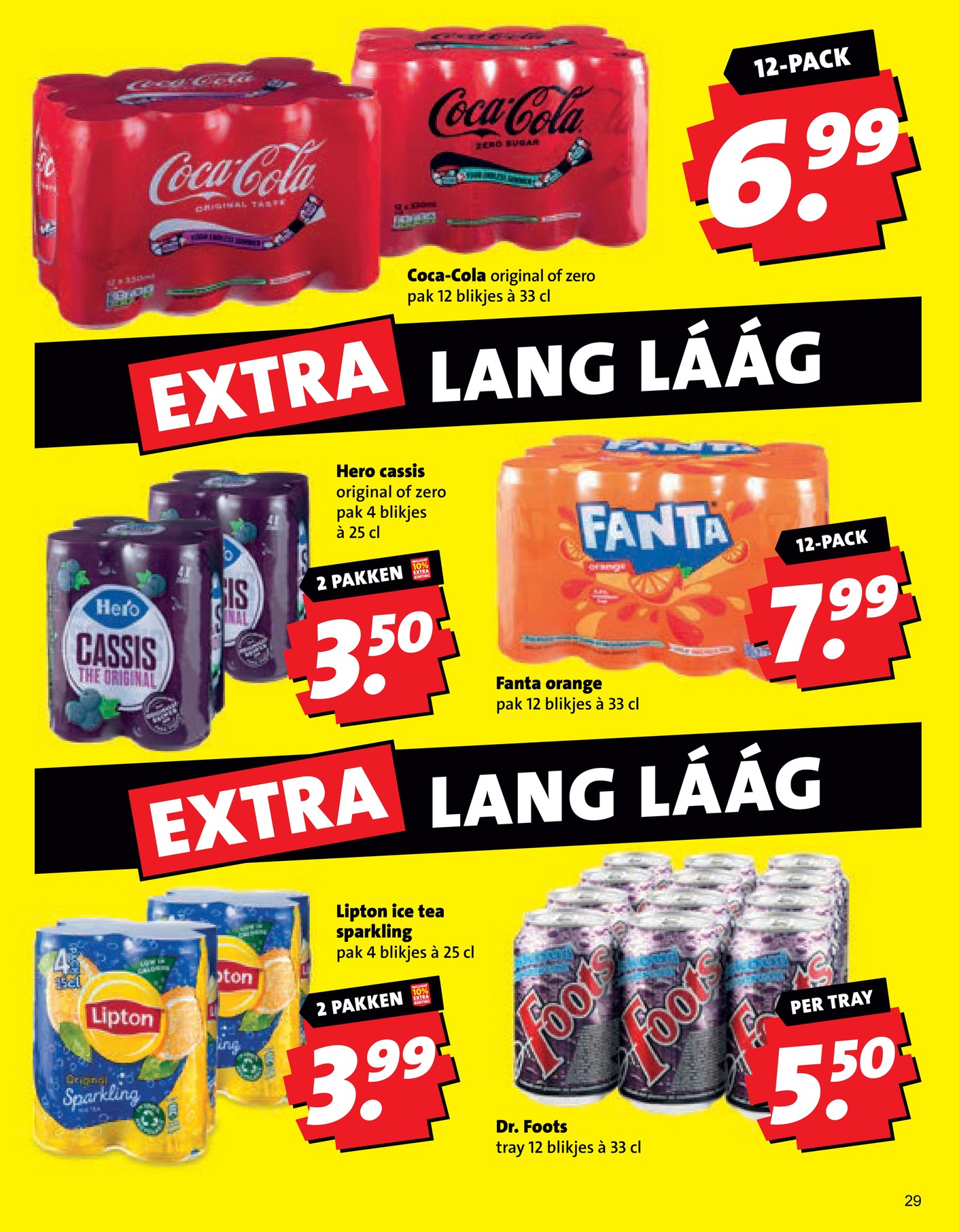 Lipton ice tea sparkling pak 4 blikjes, gemarkeerd op pagina 29 van de Boni folder