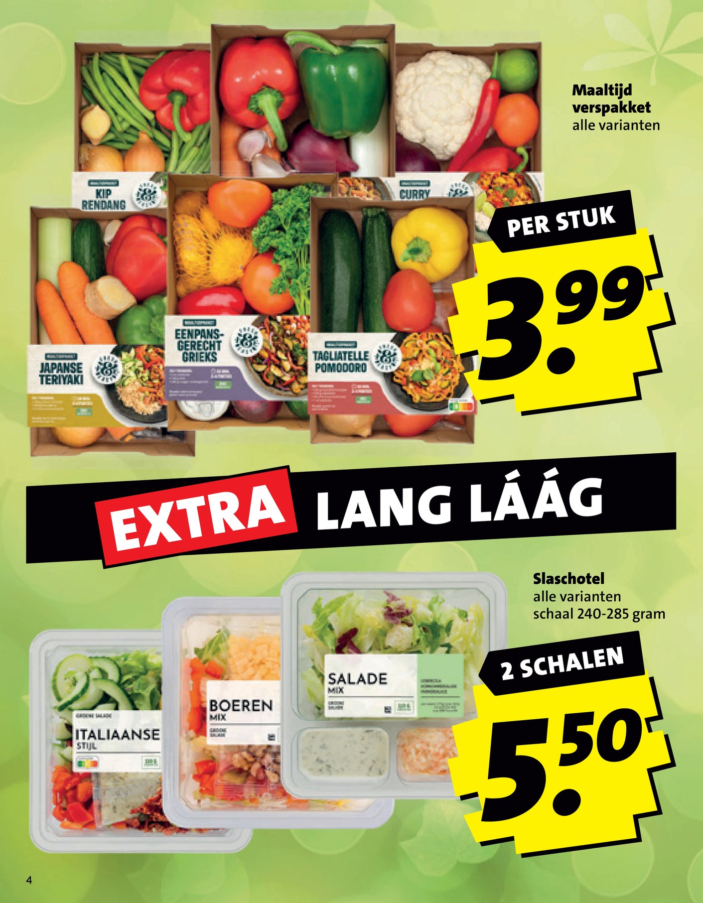 Maaltijd verspakket alle varianten, gemarkeerd op pagina 4 van de Boni folder