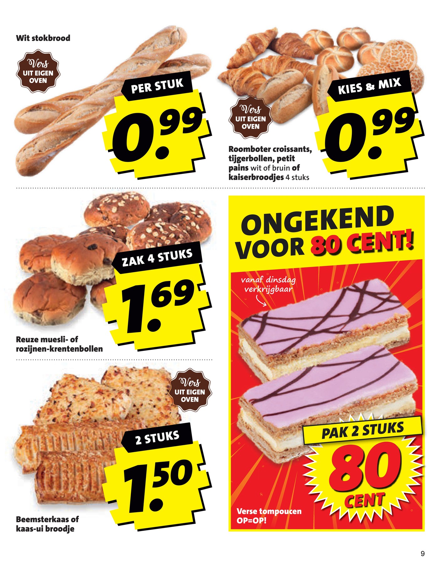 Wit stokbrood, gemarkeerd op pagina 9 van de Boni folder