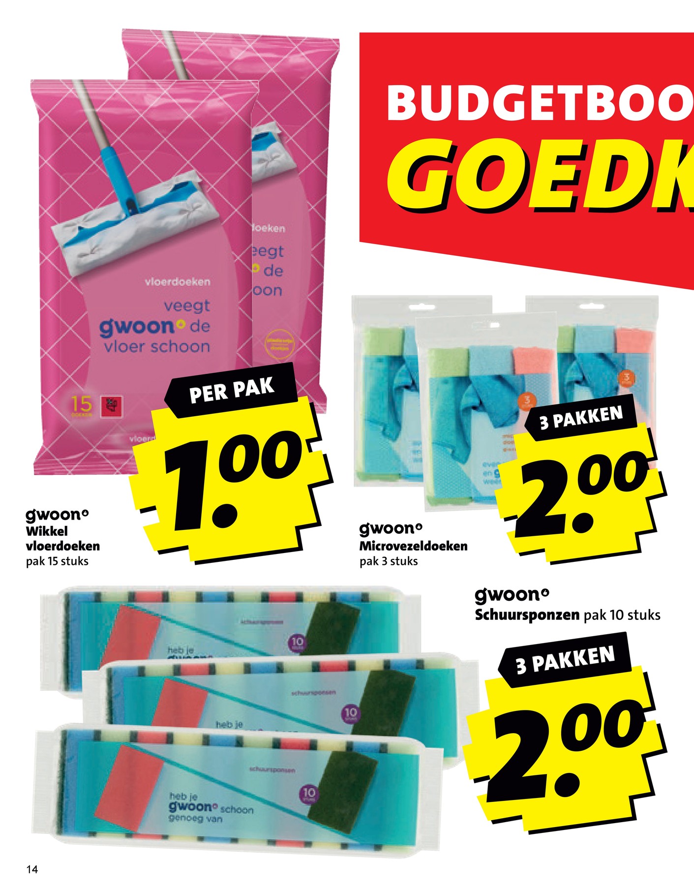 gwoon schuursponzen, gemarkeerd op pagina 14 van de Boni folder