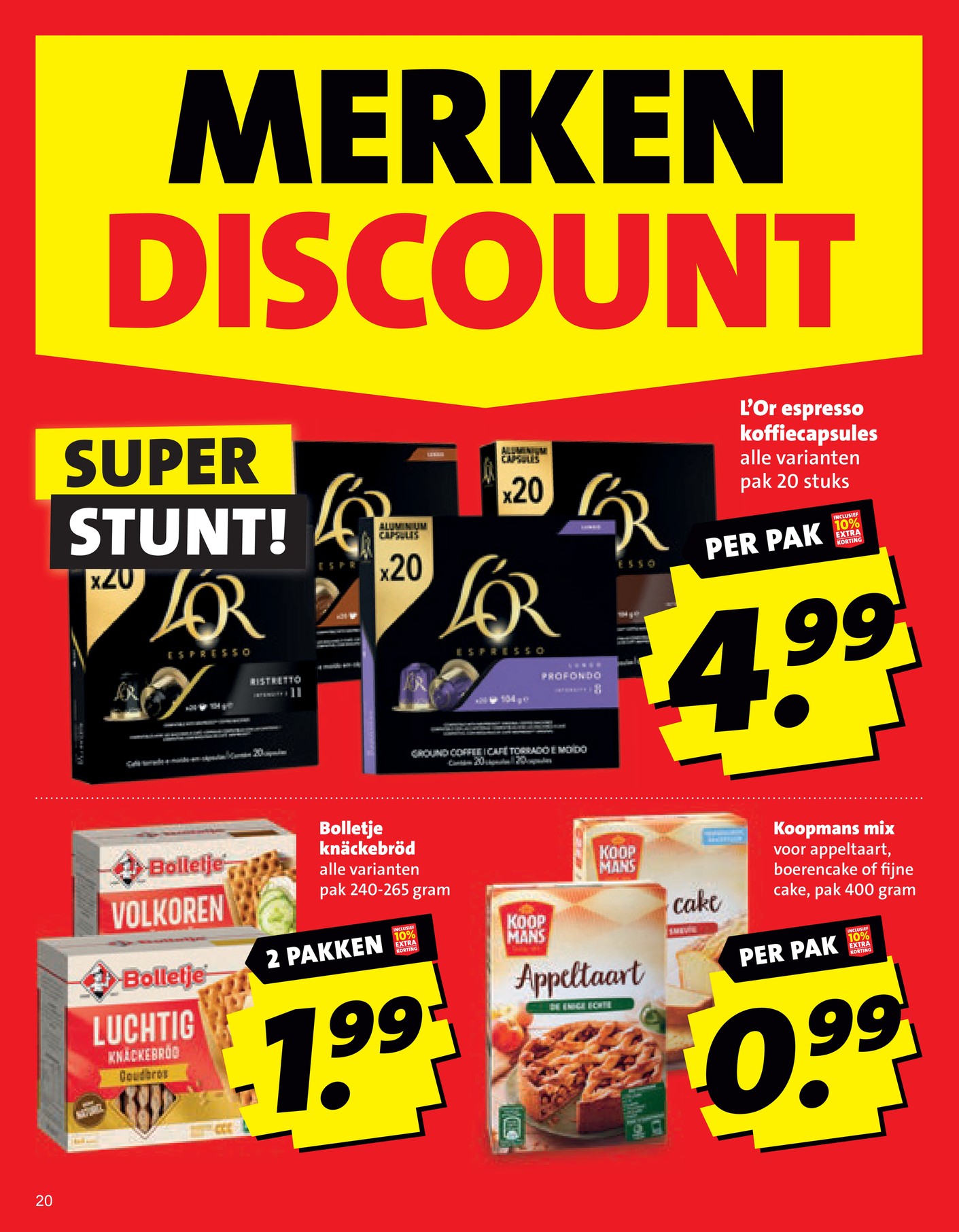 Bolletje knäckebröd, gemarkeerd op pagina 20 van de Boni folder