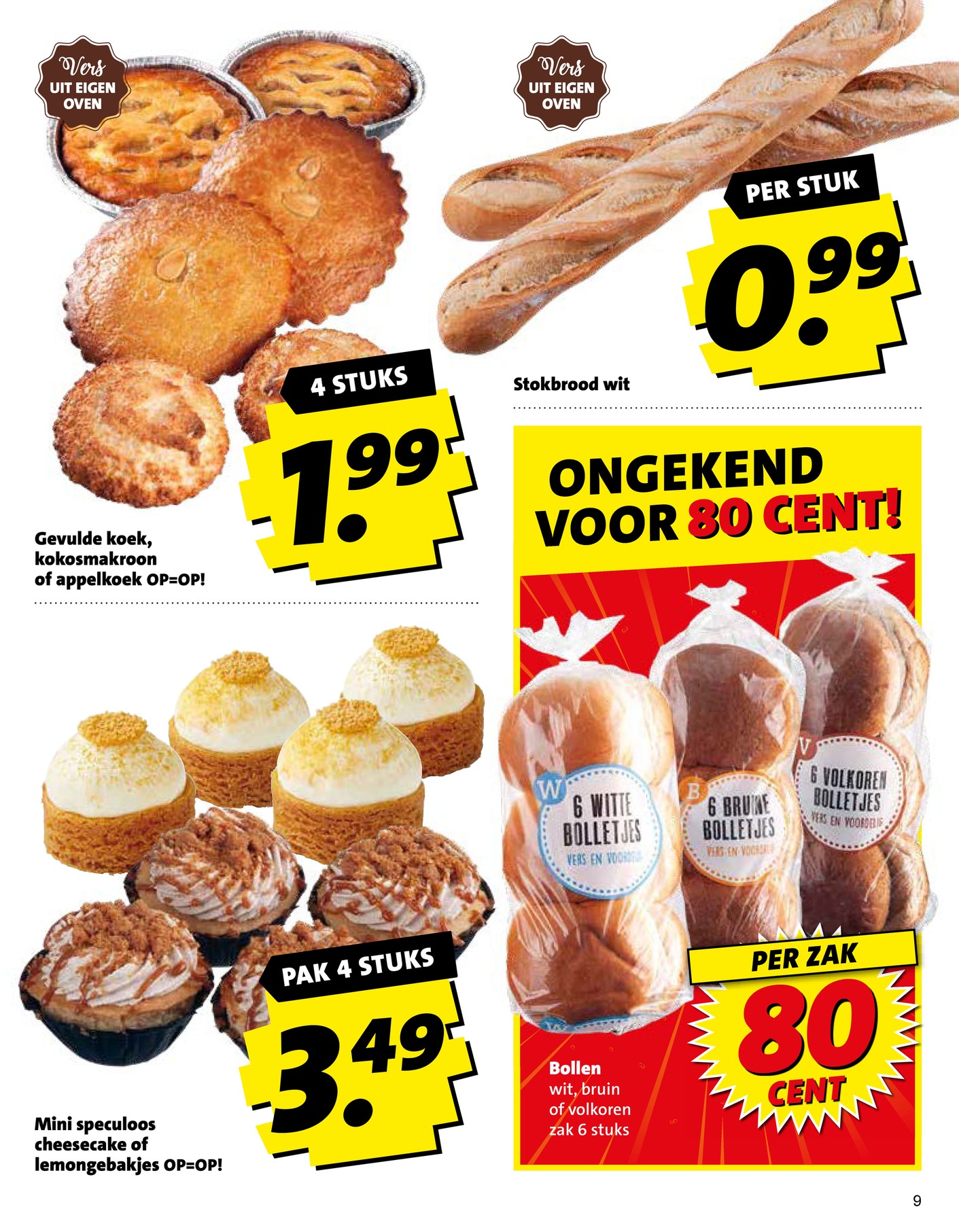 Bollen wit, bruin of volkoren, gemarkeerd op pagina 9 van de Boni folder