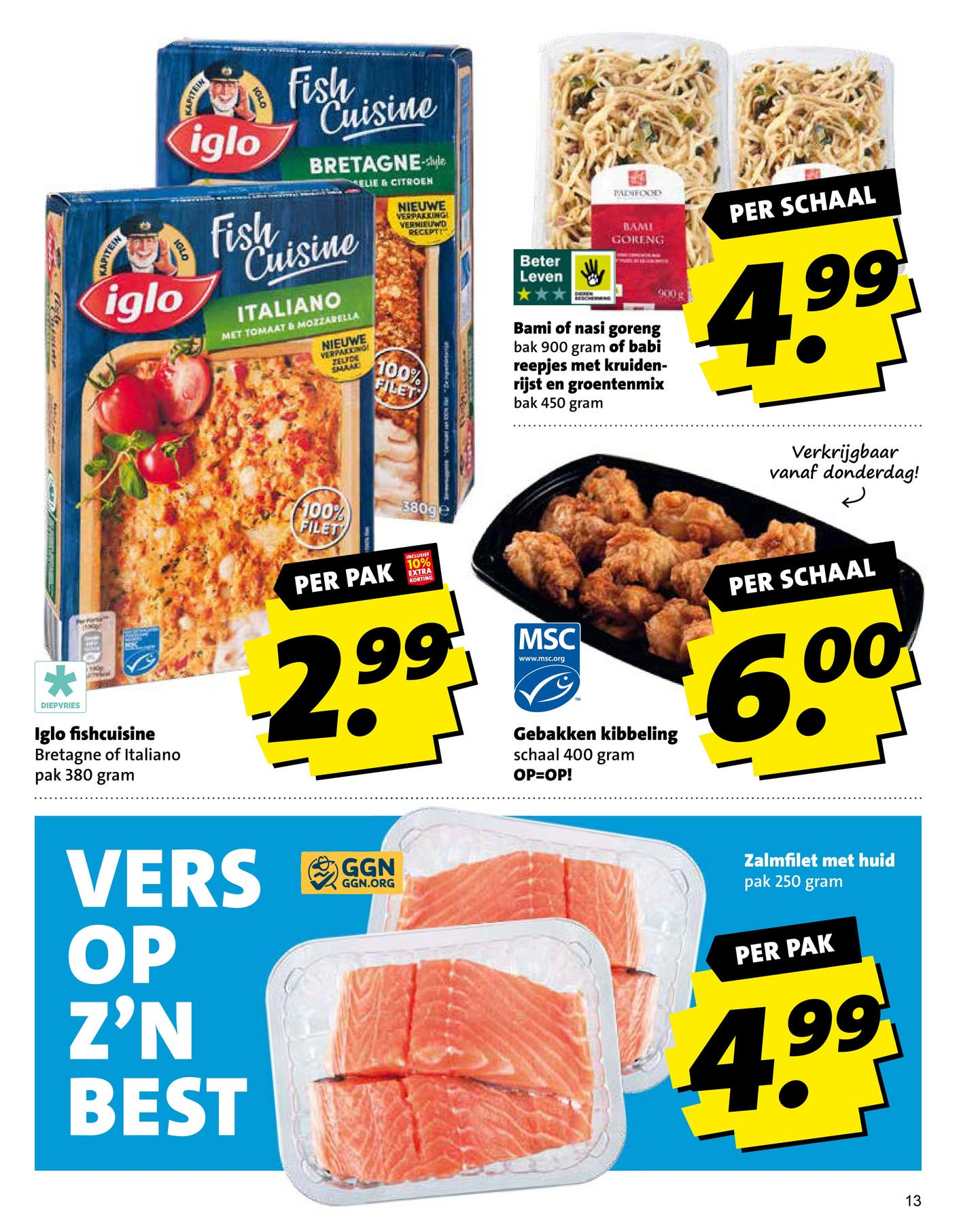 Bami of nasi goreng of babi reepjes, gemarkeerd op pagina 13 van de Boni folder