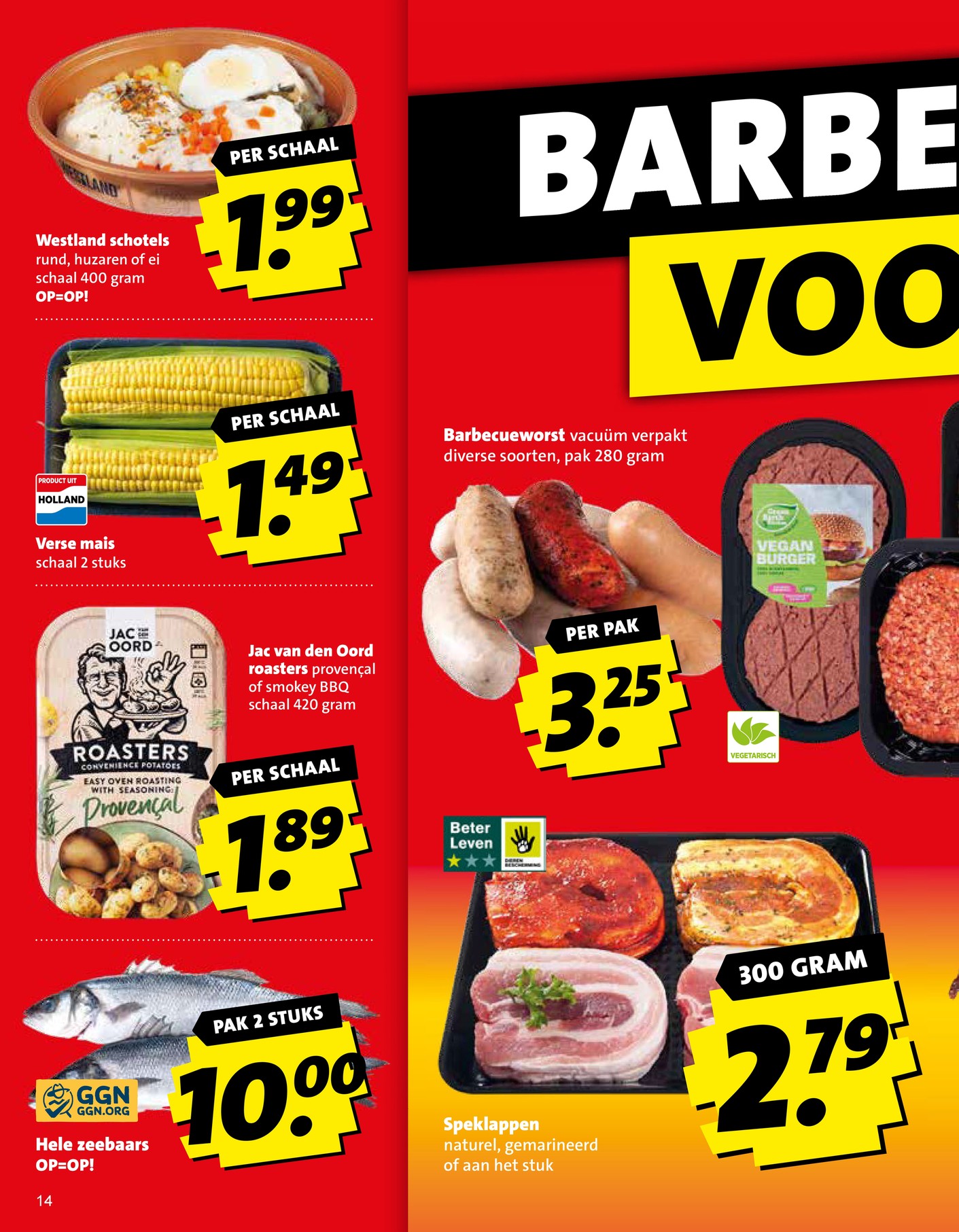 Barbecueworst, gemarkeerd op pagina 14 van de Boni folder