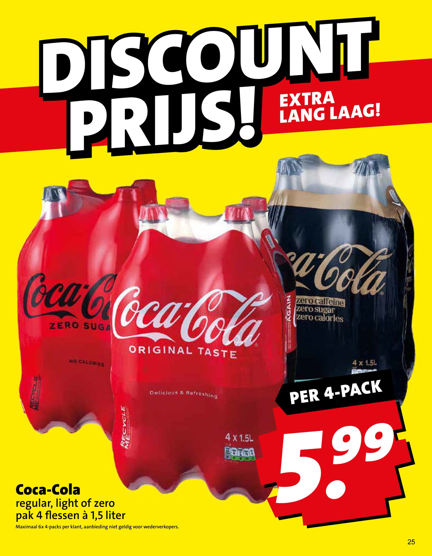 Coca-Cola regular, light of zero, gemarkeerd op pagina 25 van de Boni folder