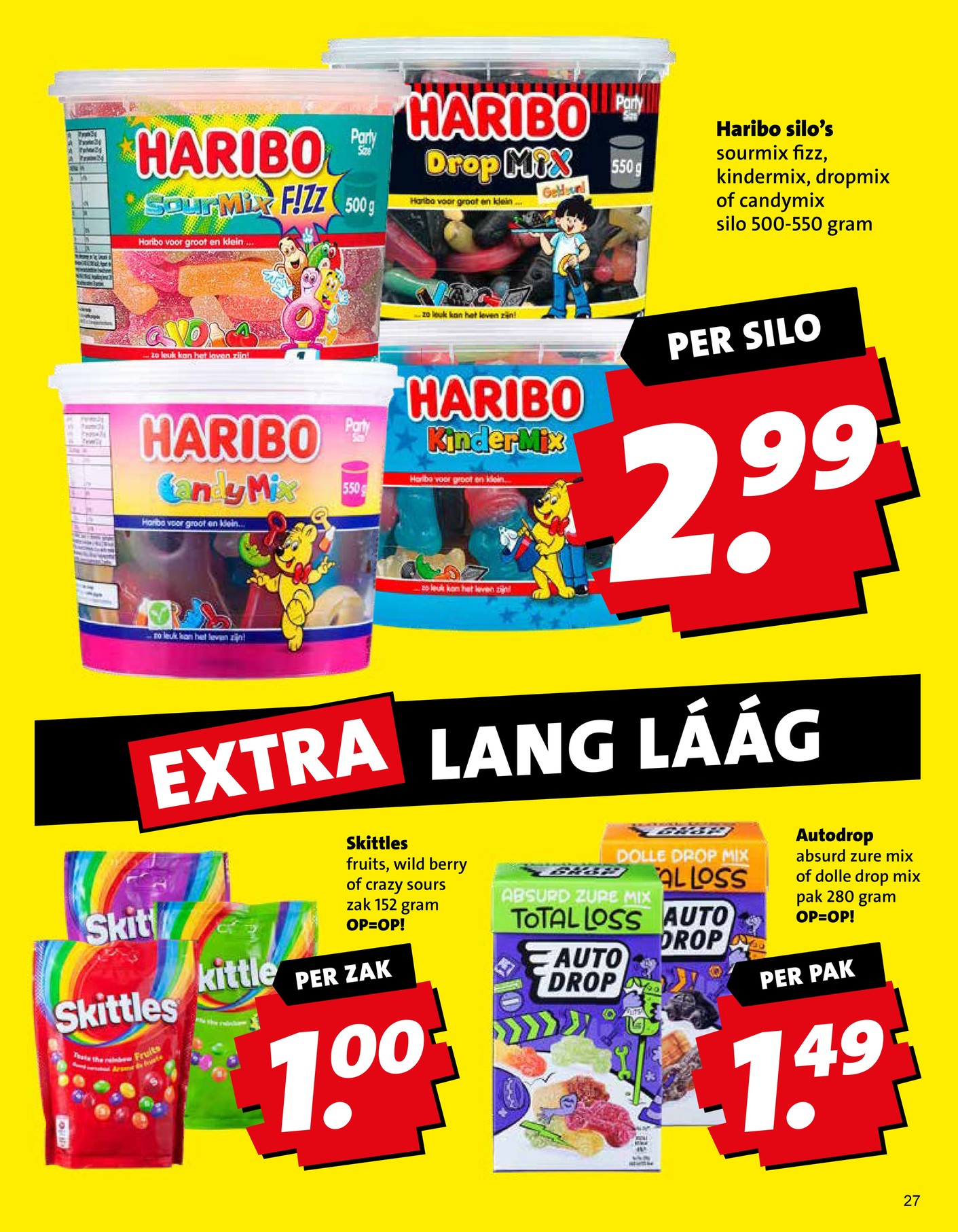 Autodrop absurd zure mix of dolle drop mix, gemarkeerd op pagina 27 van de Boni folder