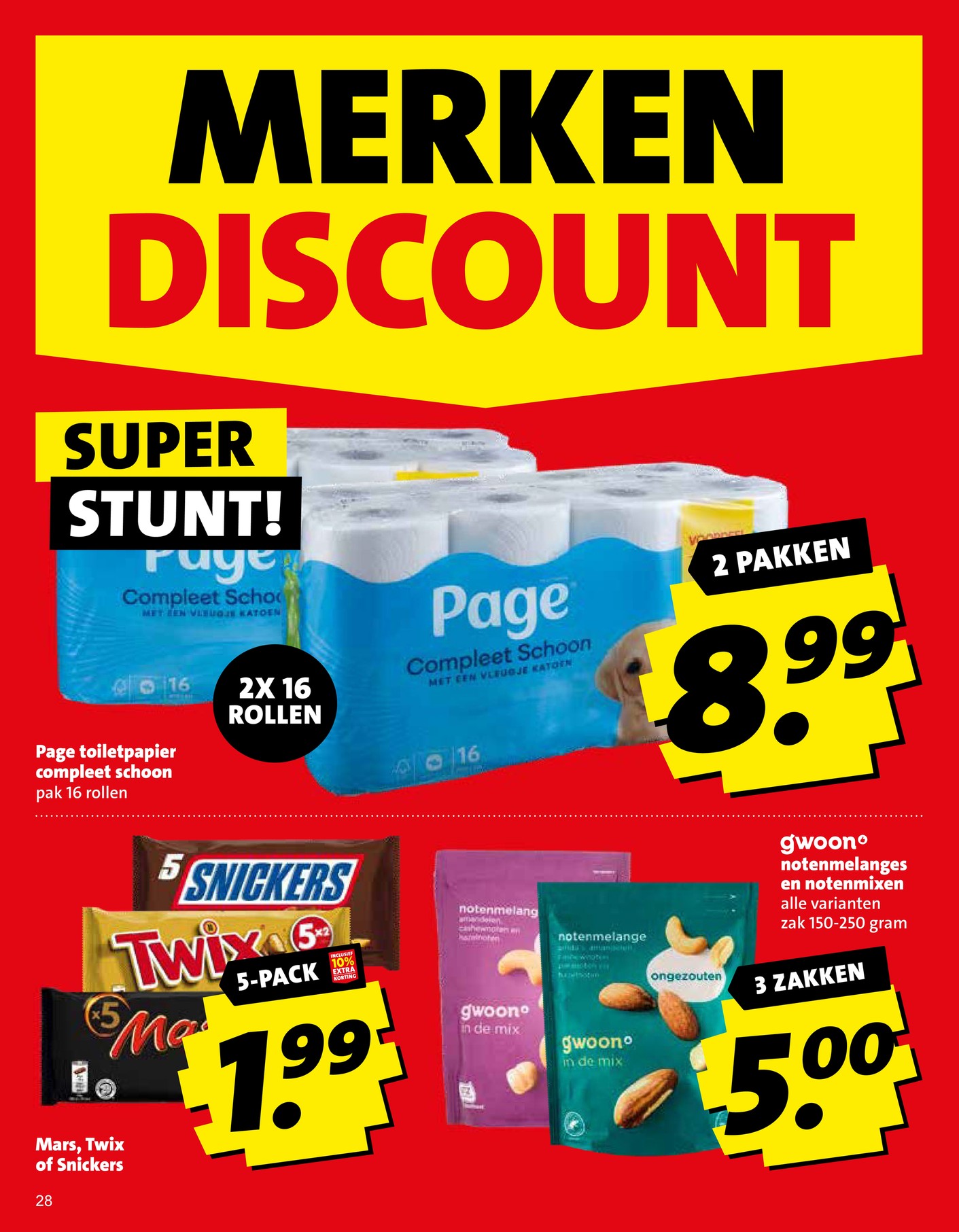 Mars, Twix of Snickers 5-pack, gemarkeerd op pagina 28 van de Boni folder