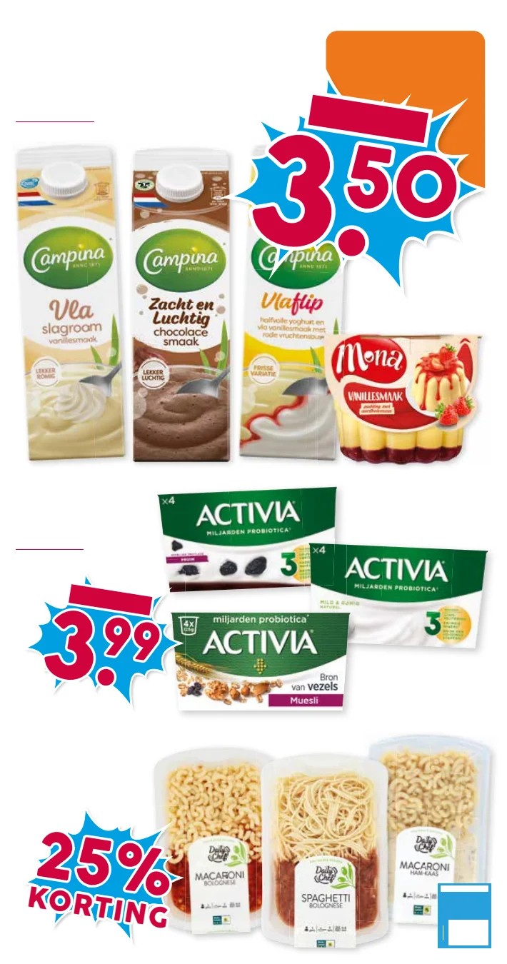 Activia yoghurt, gemarkeerd op pagina 18 van de Boons Markt folder