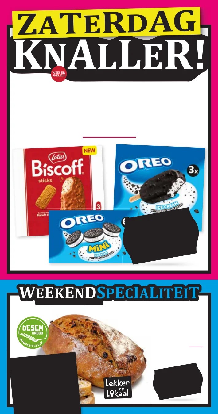Oreo Mini, gemarkeerd op pagina 23 van de Boons Markt folder