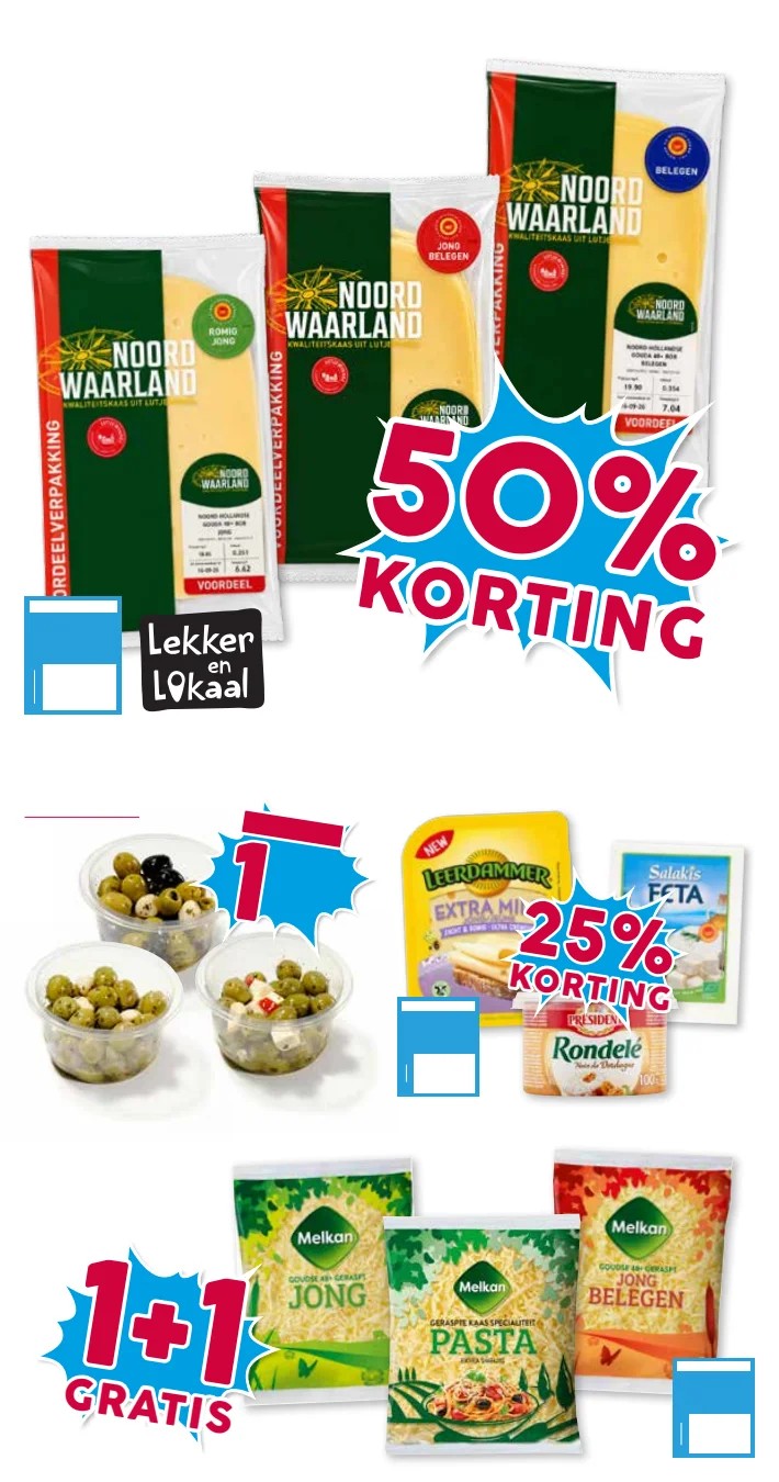Leerdammer, Salakis & Rondelé, gemarkeerd op pagina 11 van de Boons Markt folder