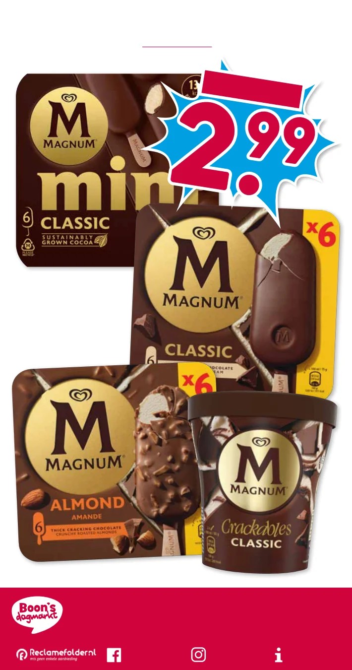 Magnum Mini Classic, gemarkeerd op pagina 24 van de Boons Markt folder