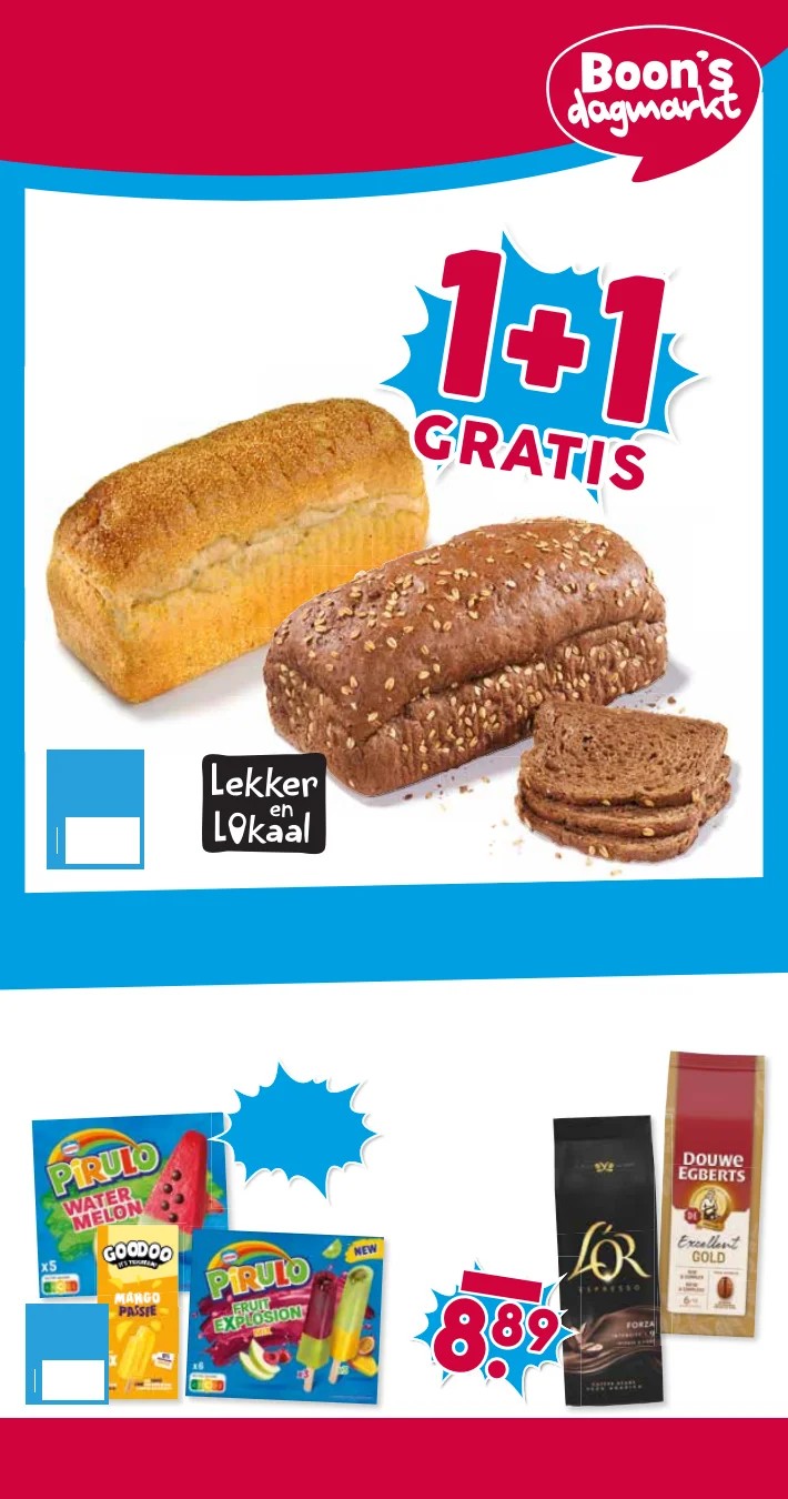 L'Or/Douwe Egberts koffie, gemarkeerd op pagina 1 van de Boons Markt folder