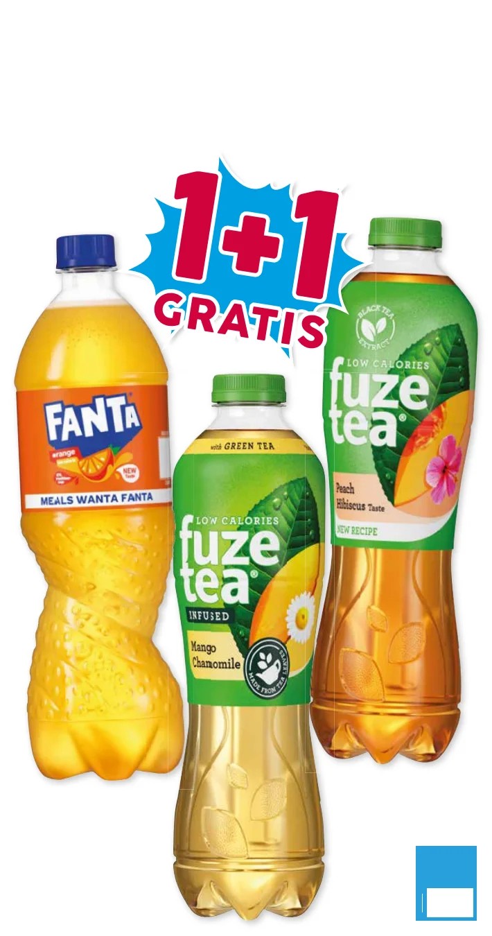 Fanta en Fuze Tea, gemarkeerd op pagina 3 van de Boons Markt folder