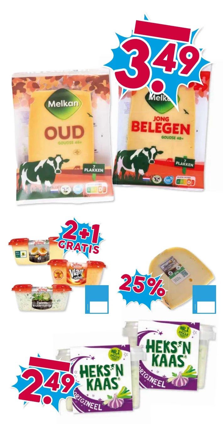 Goudse 48+ kaas (oud of jong belegen), gemarkeerd op pagina 11 van de Boons Markt folder