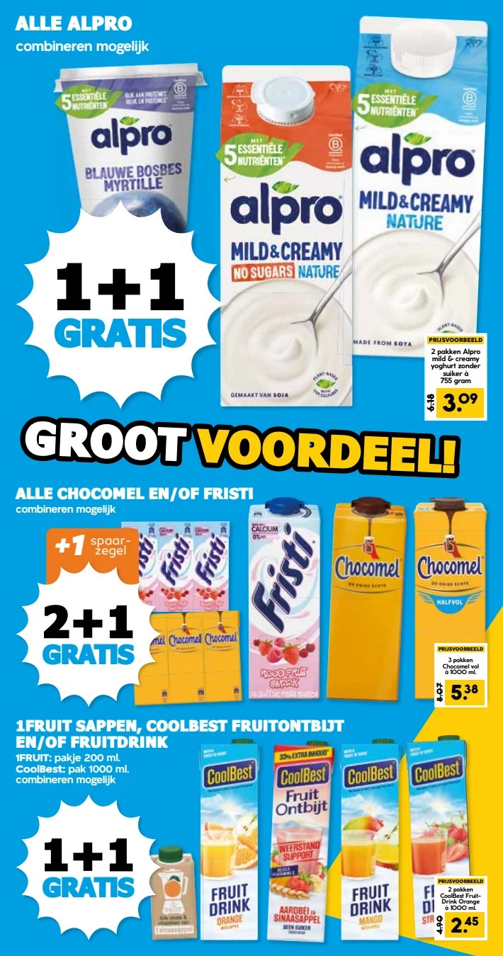 Mild & Creamy plantaardige yoghurt, gemarkeerd op pagina 13 van de Boons Markt folder
