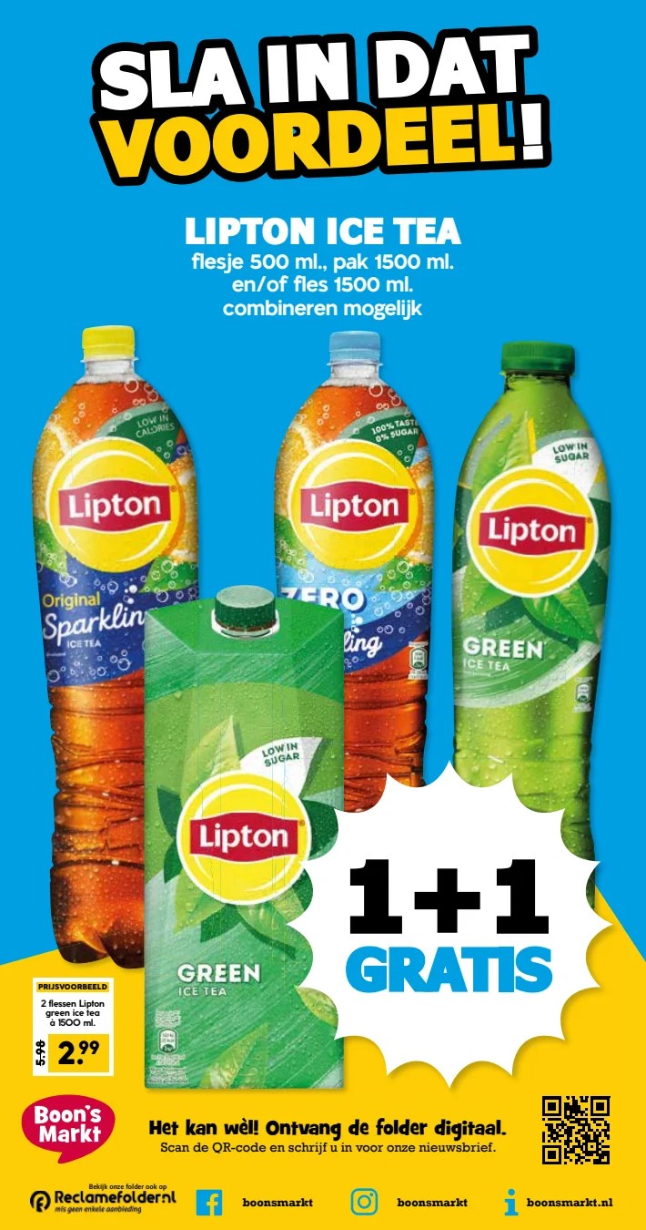 Lipton Ice Tea, gemarkeerd op pagina 24 van de Boons Markt folder