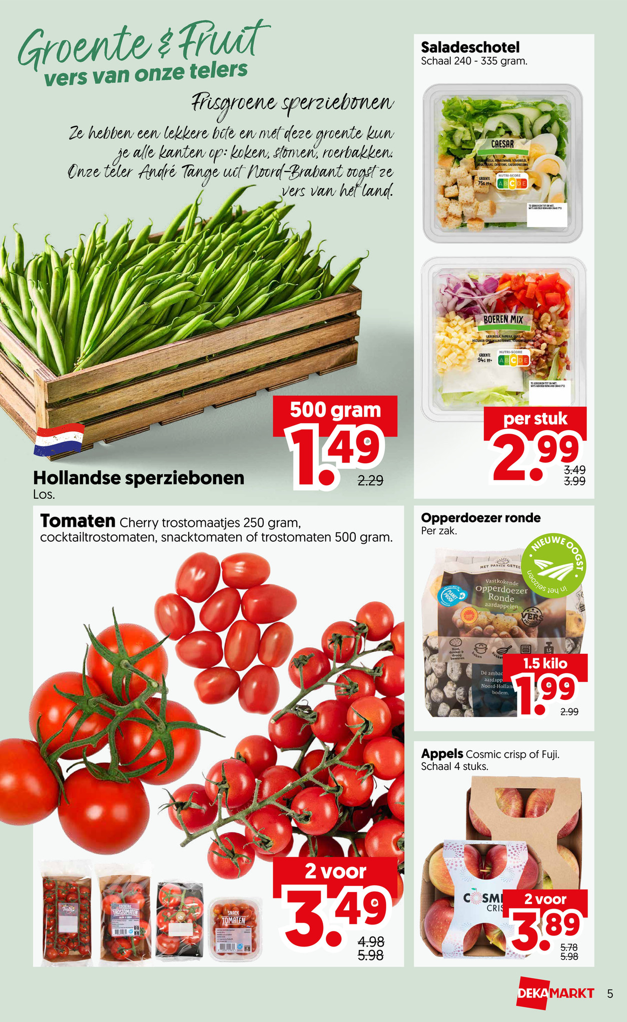 Hollandse sperziebonen, gemarkeerd op pagina 7 van de Dekamarkt folder