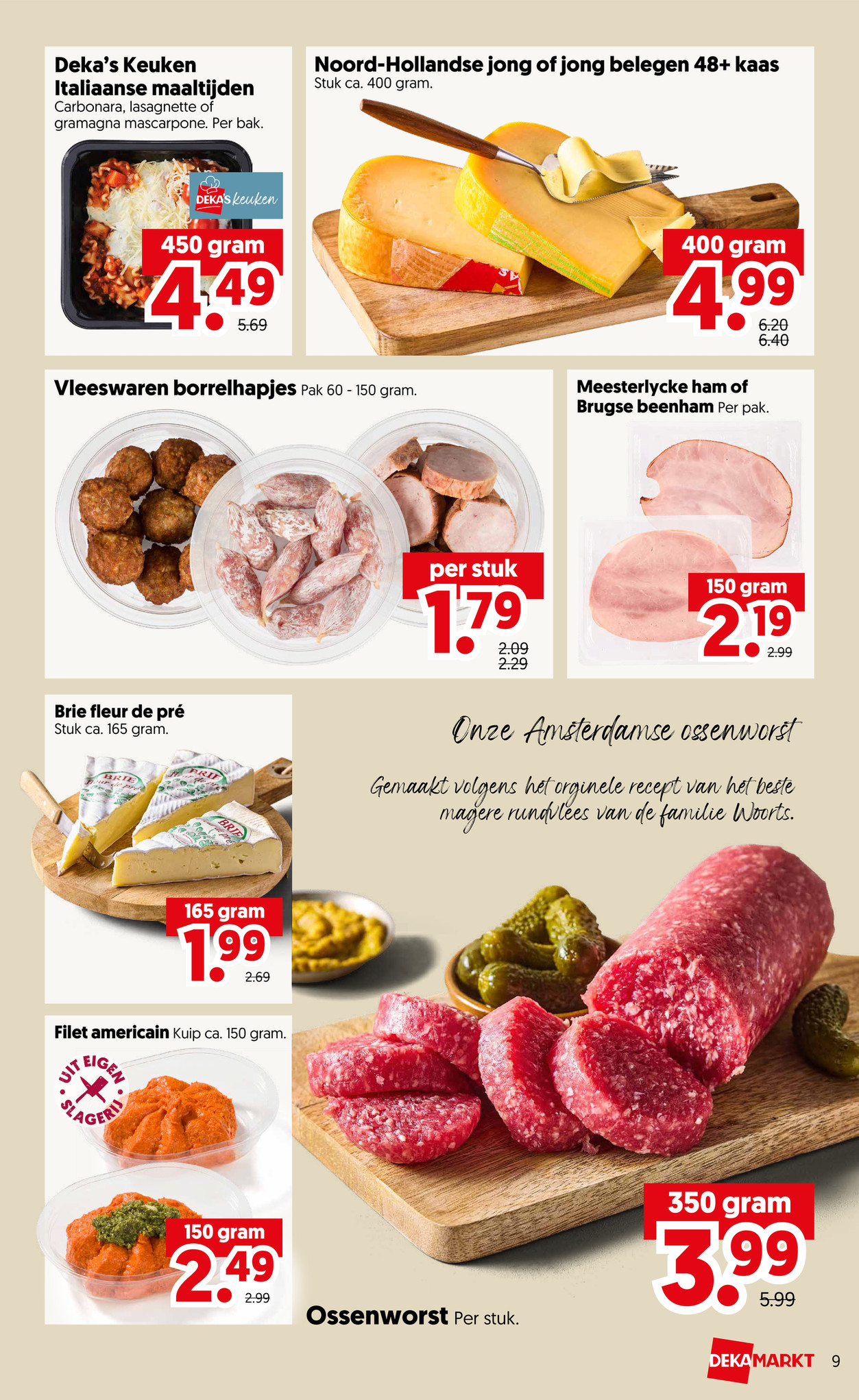 Onze Amsterdamse ossenworst, gemarkeerd op pagina 11 van de Dekamarkt folder