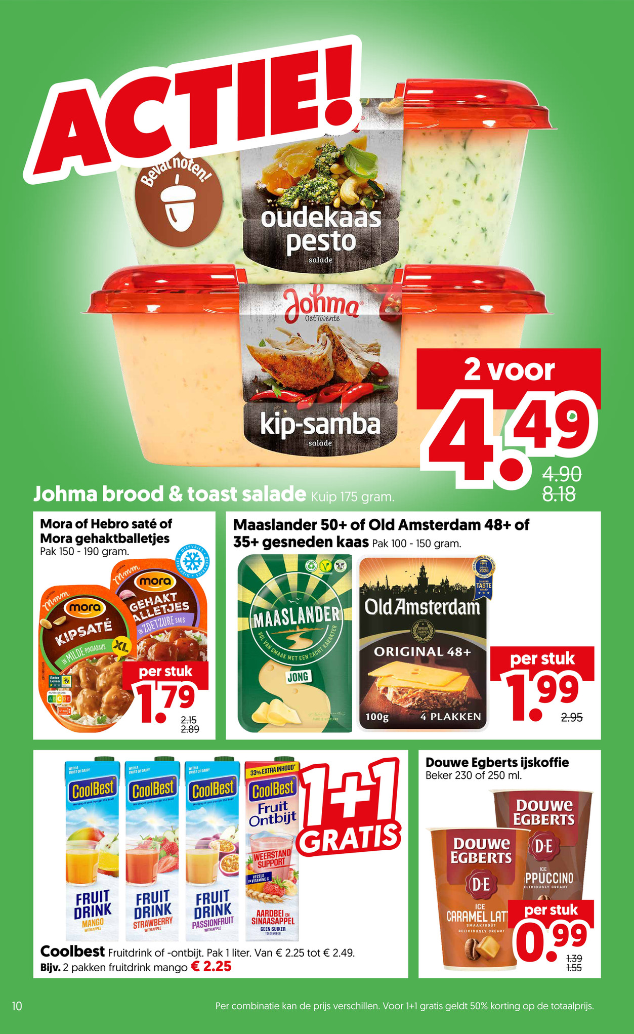 Douwe Egberts ijskoffie, gemarkeerd op pagina 12 van de Dekamarkt folder