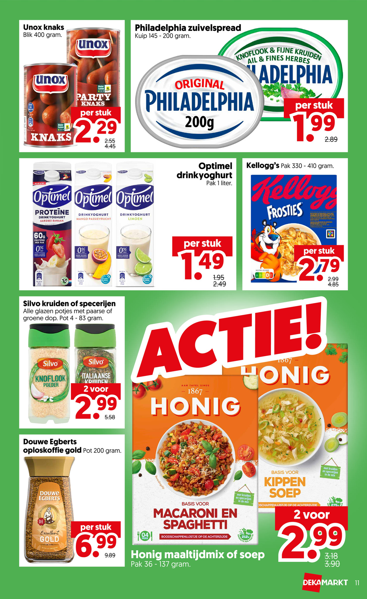Kellogg's ontbijtgranen, gemarkeerd op pagina 13 van de Dekamarkt folder
