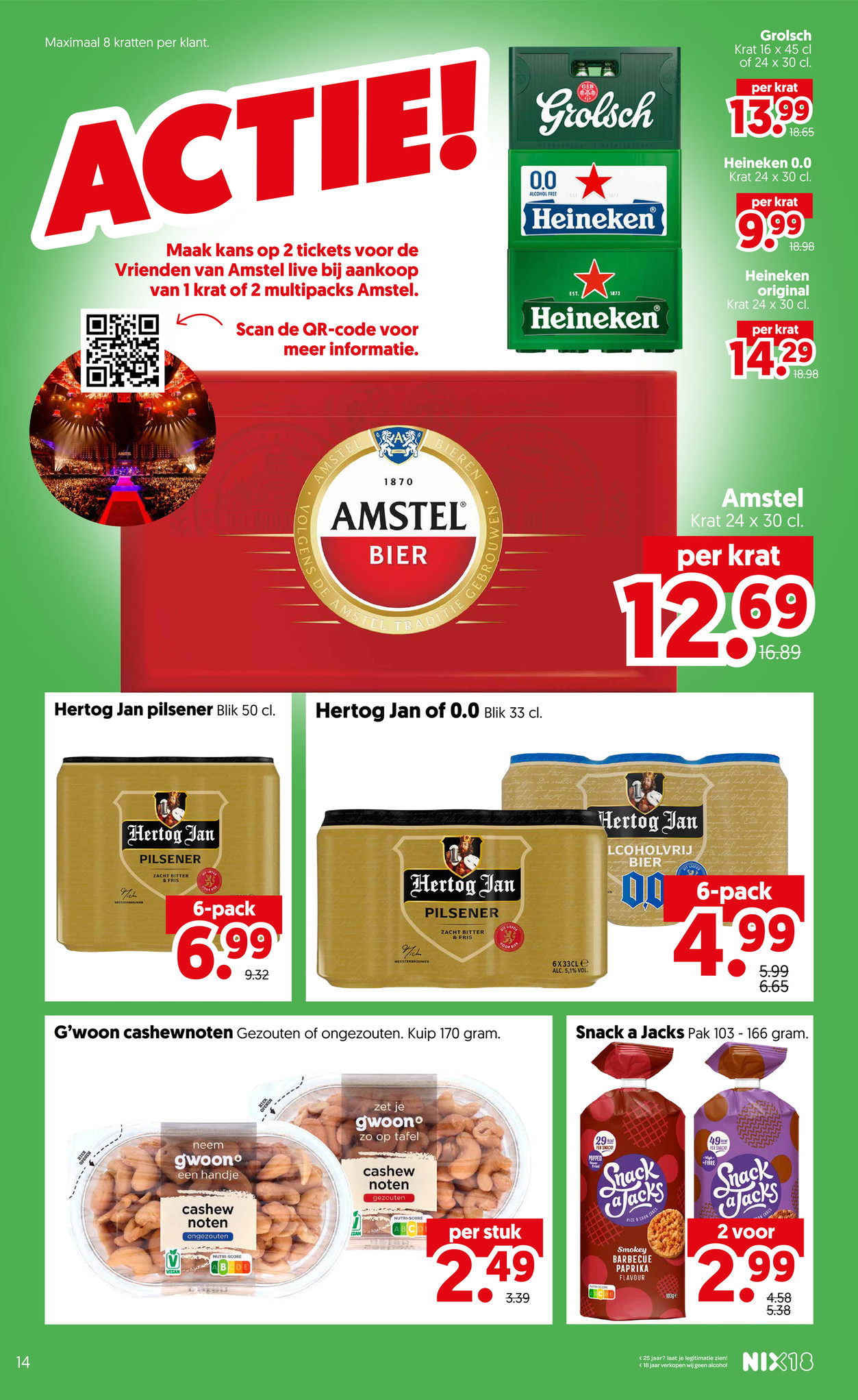 Pilsener krat, gemarkeerd op pagina 16 van de Dekamarkt folder