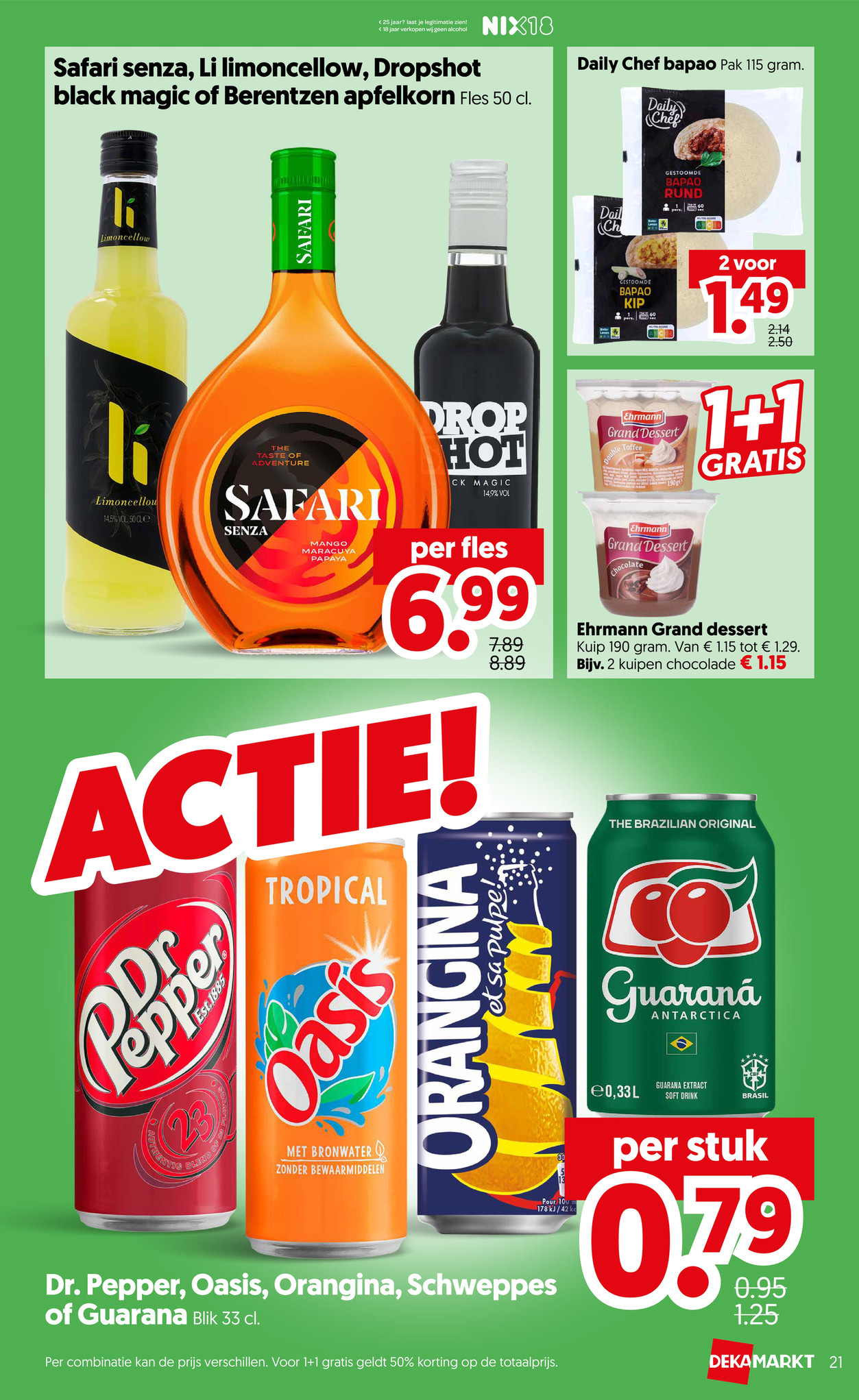 Ehrmann Grand dessert, gemarkeerd op pagina 23 van de Dekamarkt folder