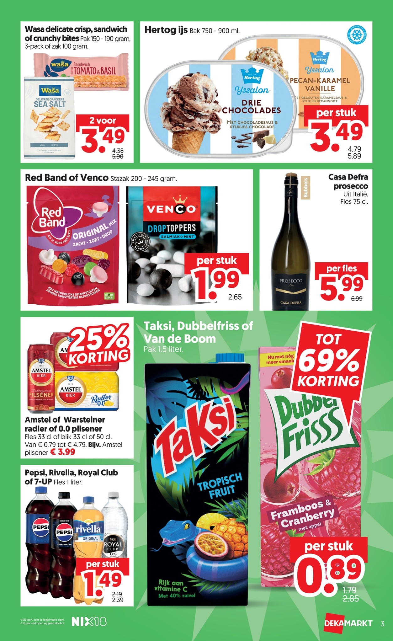 Taksi, Dubbelfriss of Van de Boom, gemarkeerd op pagina 3 van de Dekamarkt folder