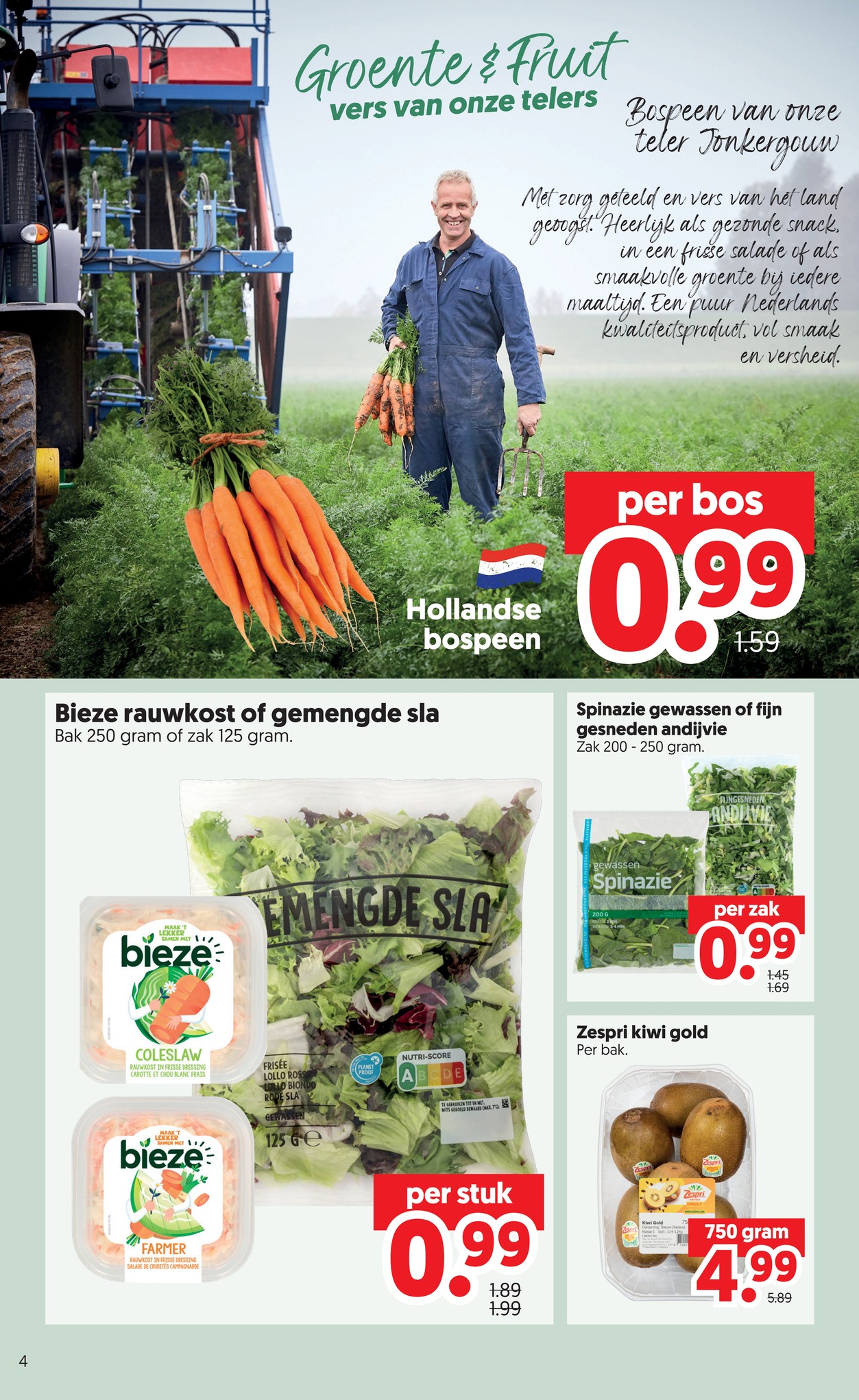 Zespri kiwi gold, gemarkeerd op pagina 4 van de Dekamarkt folder