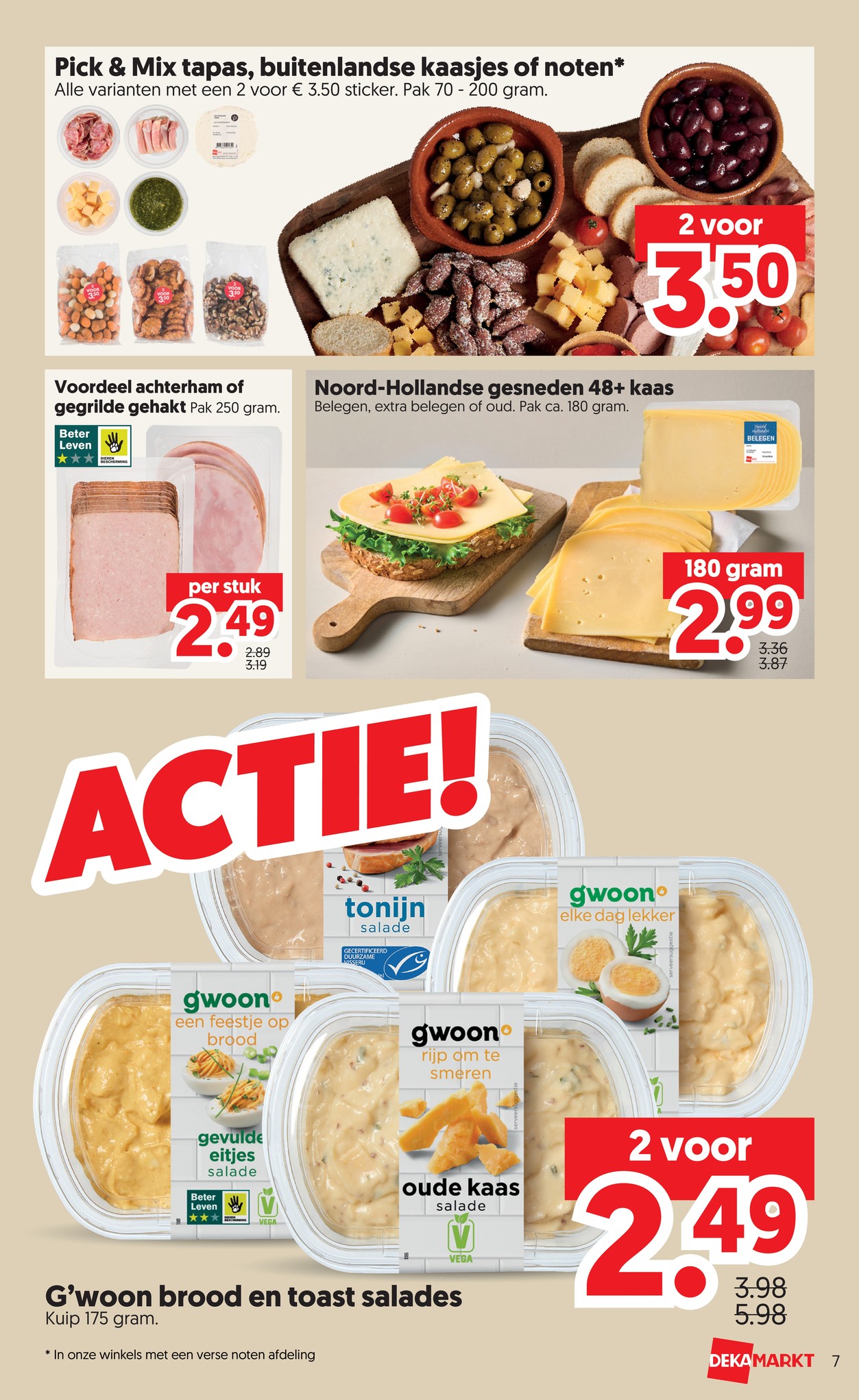 G'woon brood en toast salades, gemarkeerd op pagina 7 van de Dekamarkt folder
