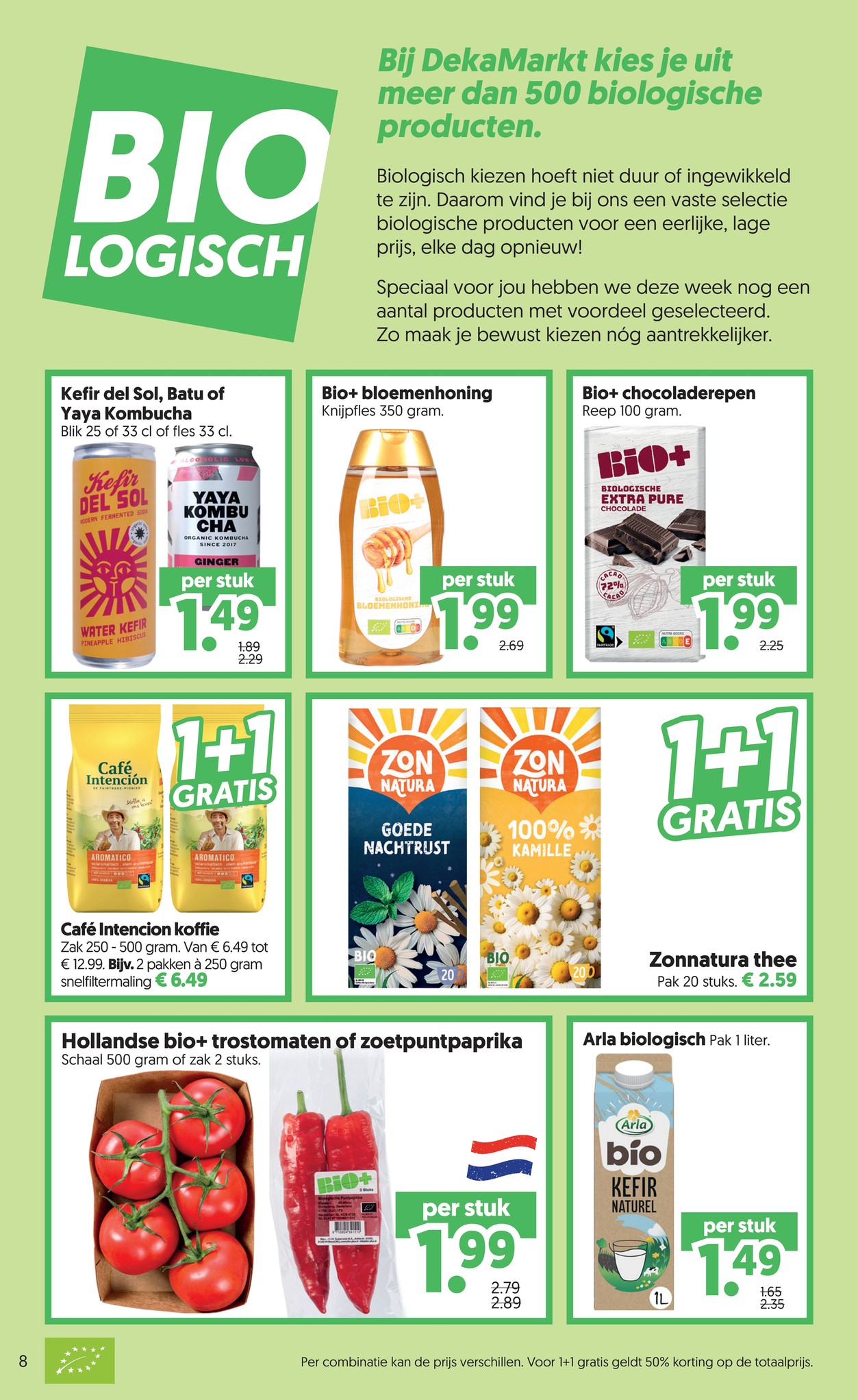 Zonnatura thee, gemarkeerd op pagina 8 van de Dekamarkt folder