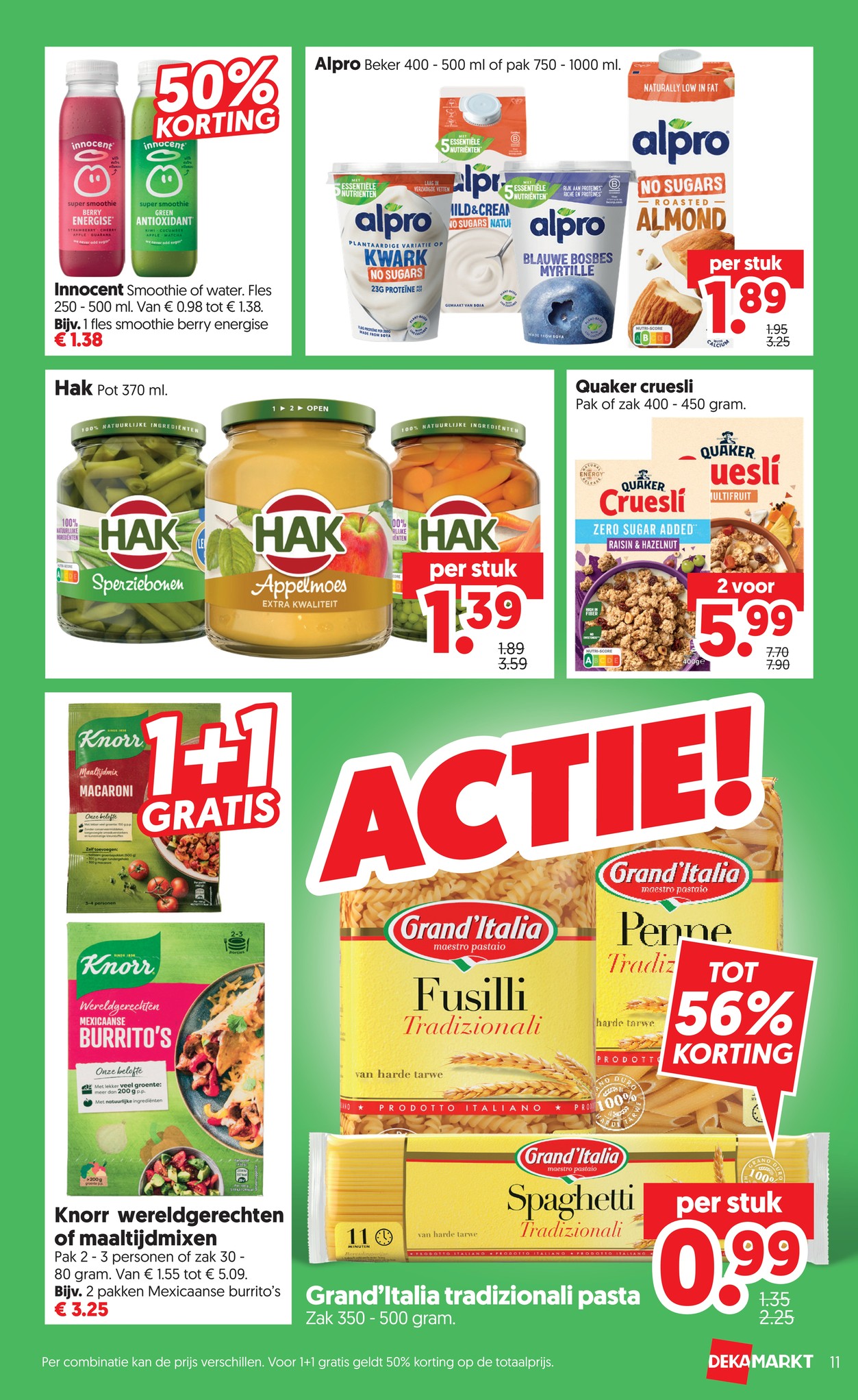 Innocent Smoothie, gemarkeerd op pagina 11 van de Dekamarkt folder