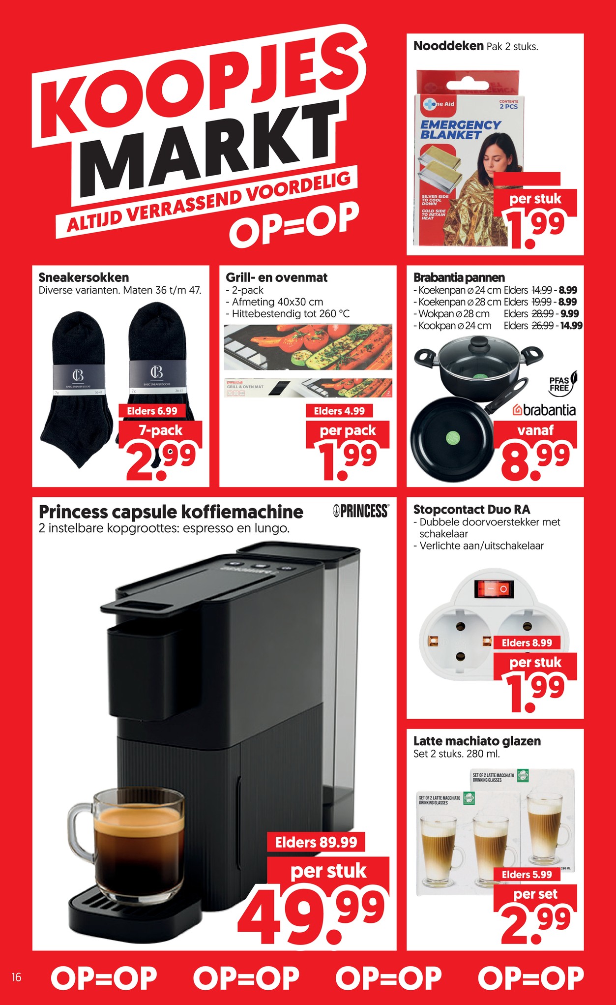 Nooddeken, gemarkeerd op pagina 16 van de Dekamarkt folder