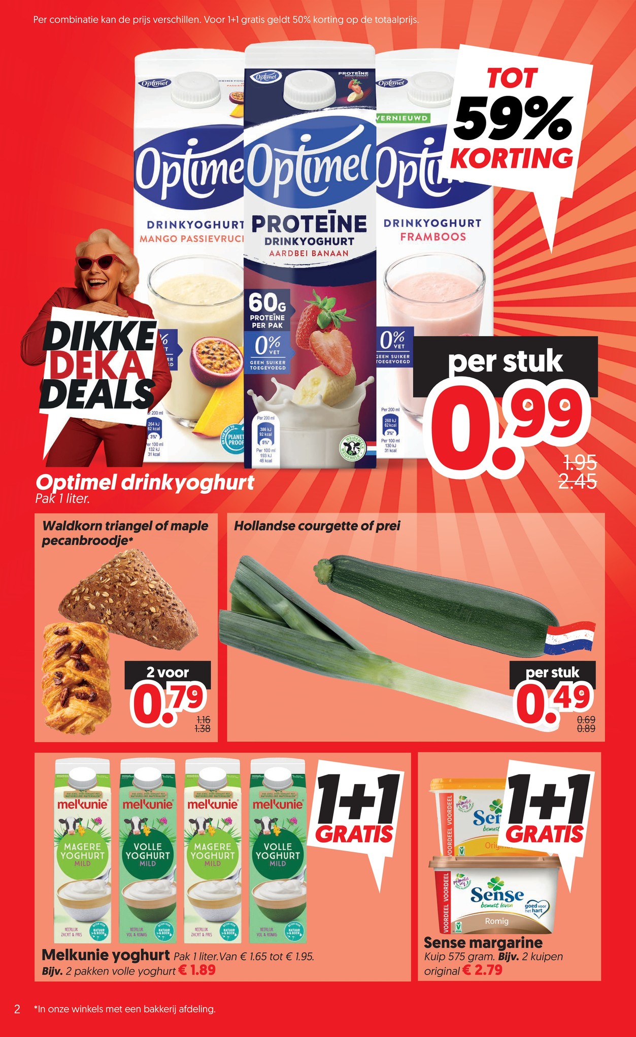 Hollandse courgette of prei, gemarkeerd op pagina 2 van de Dekamarkt folder