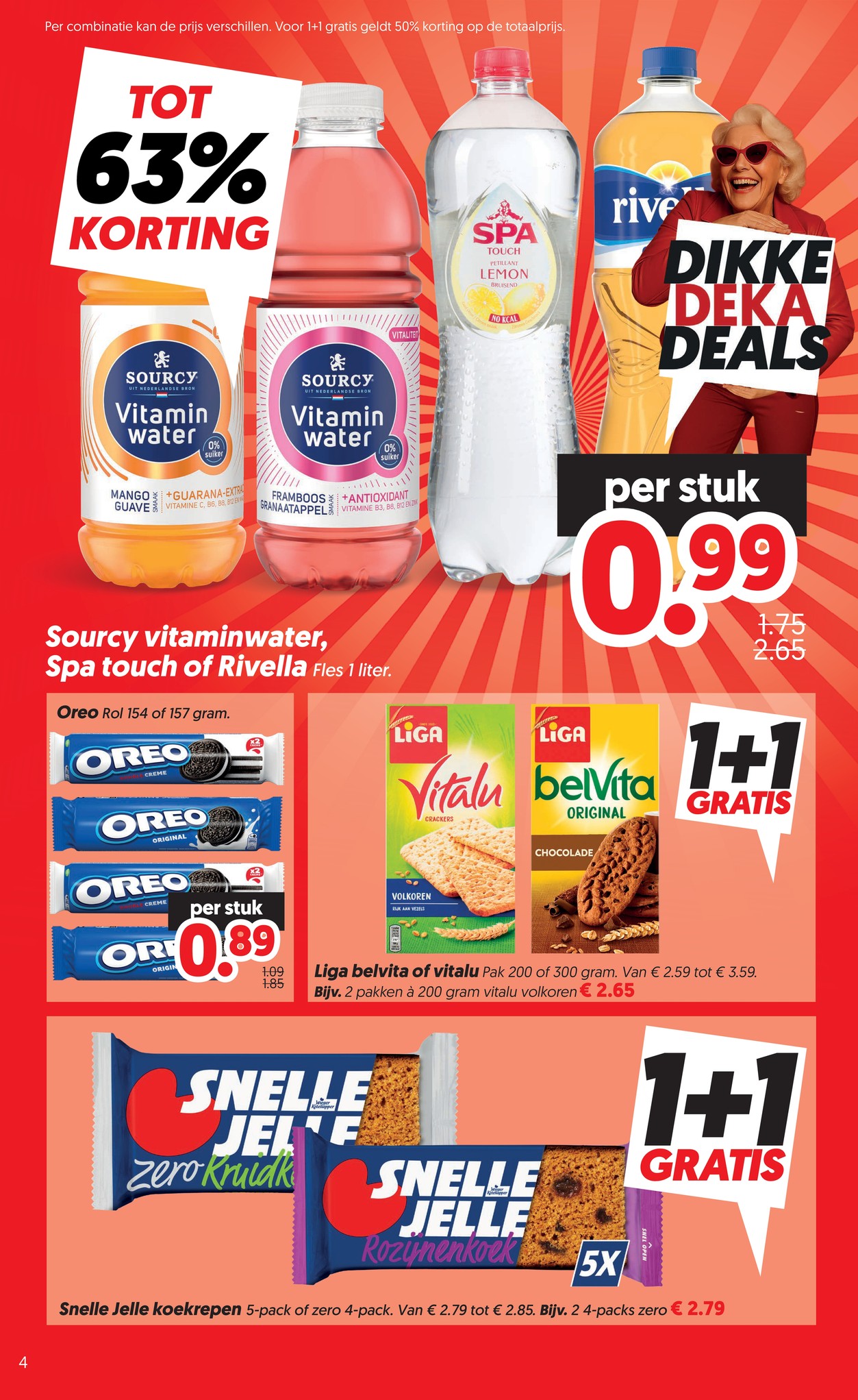 Snelle Jelle koekrepen, gemarkeerd op pagina 4 van de Dekamarkt folder